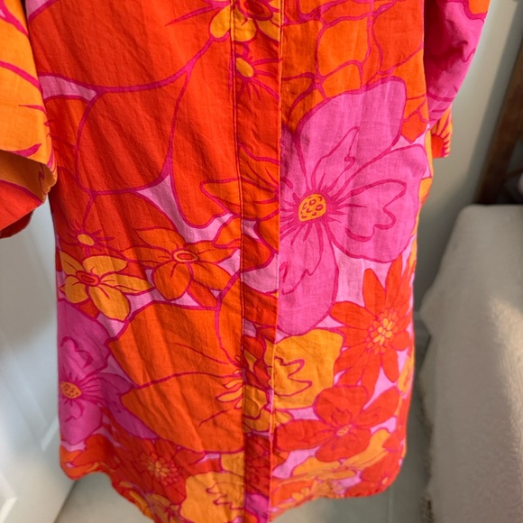 J Marie Floral Midi Dress ruffle sleeves cottage core Orange & Pink Retro Y2K✨ - Picture 7 of 12